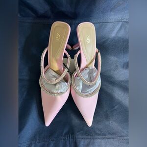 Zara satin pink heels